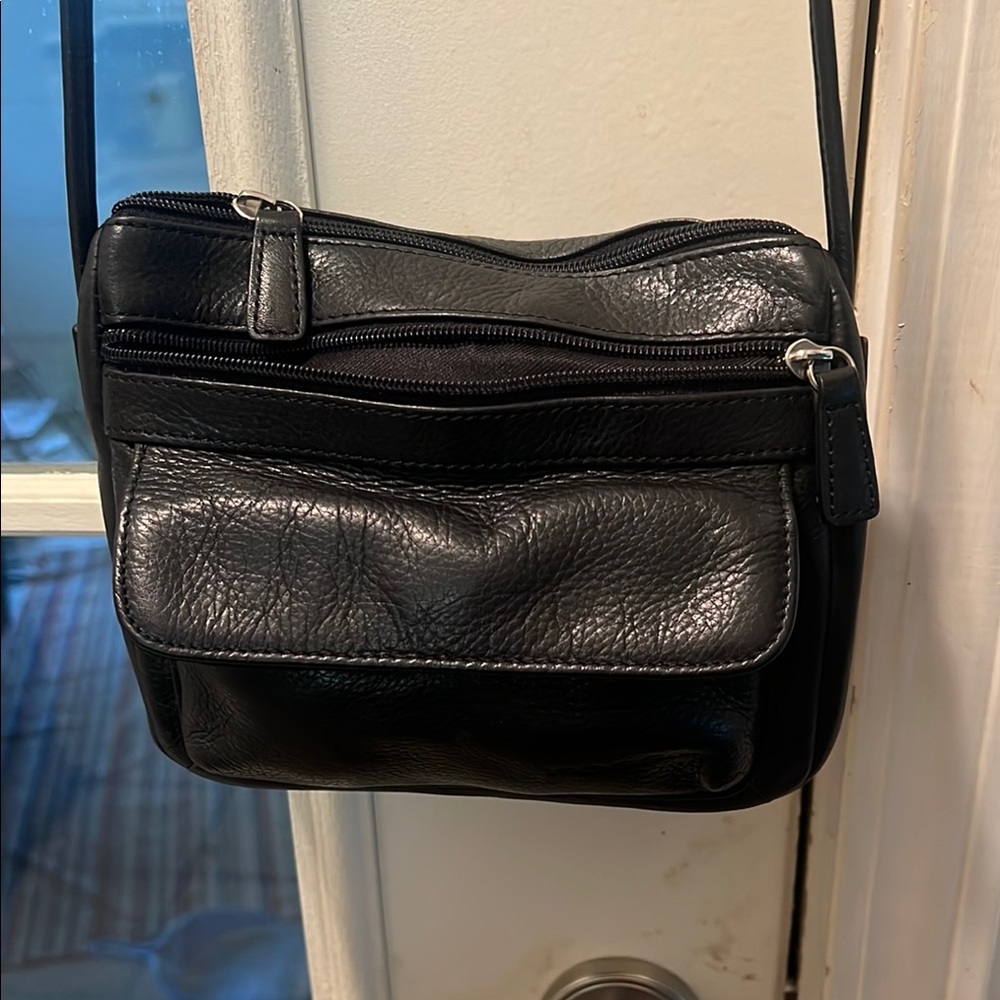 Black Leather Crossbody Bag